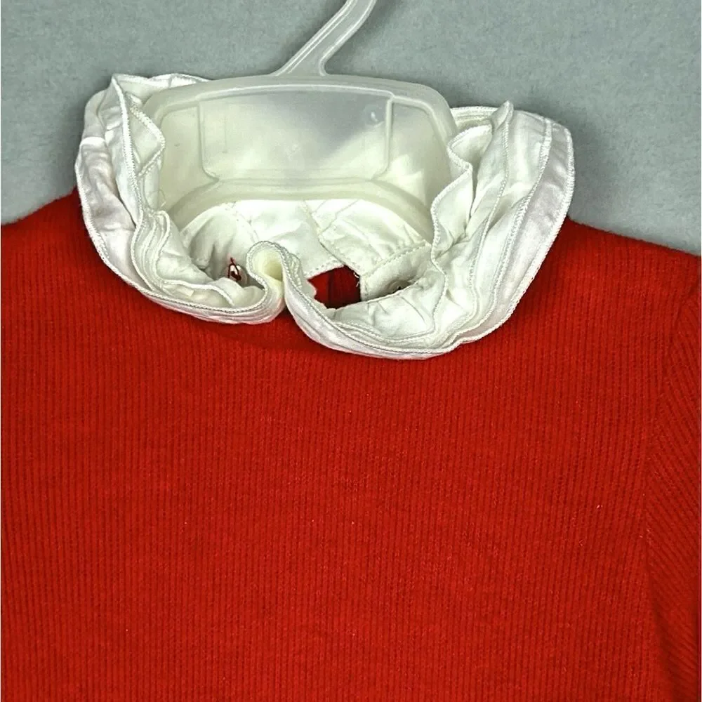 NWT Mayoral Girl’s Red Jumper Dress Floral Skirt Ruffle Collar Cuffs size 3